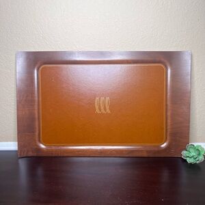 Vintage MCM Bentwood + Leather Tray with Gilt Motif (Toastmaster)